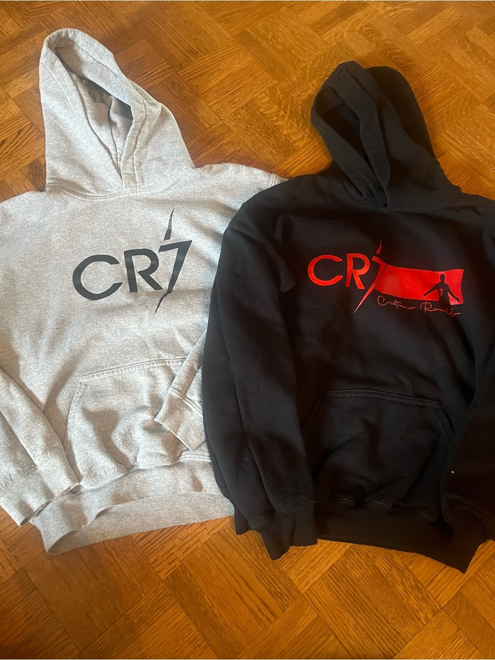 CR7 boys Hoodie Sweatshirt - Black and Light Gray